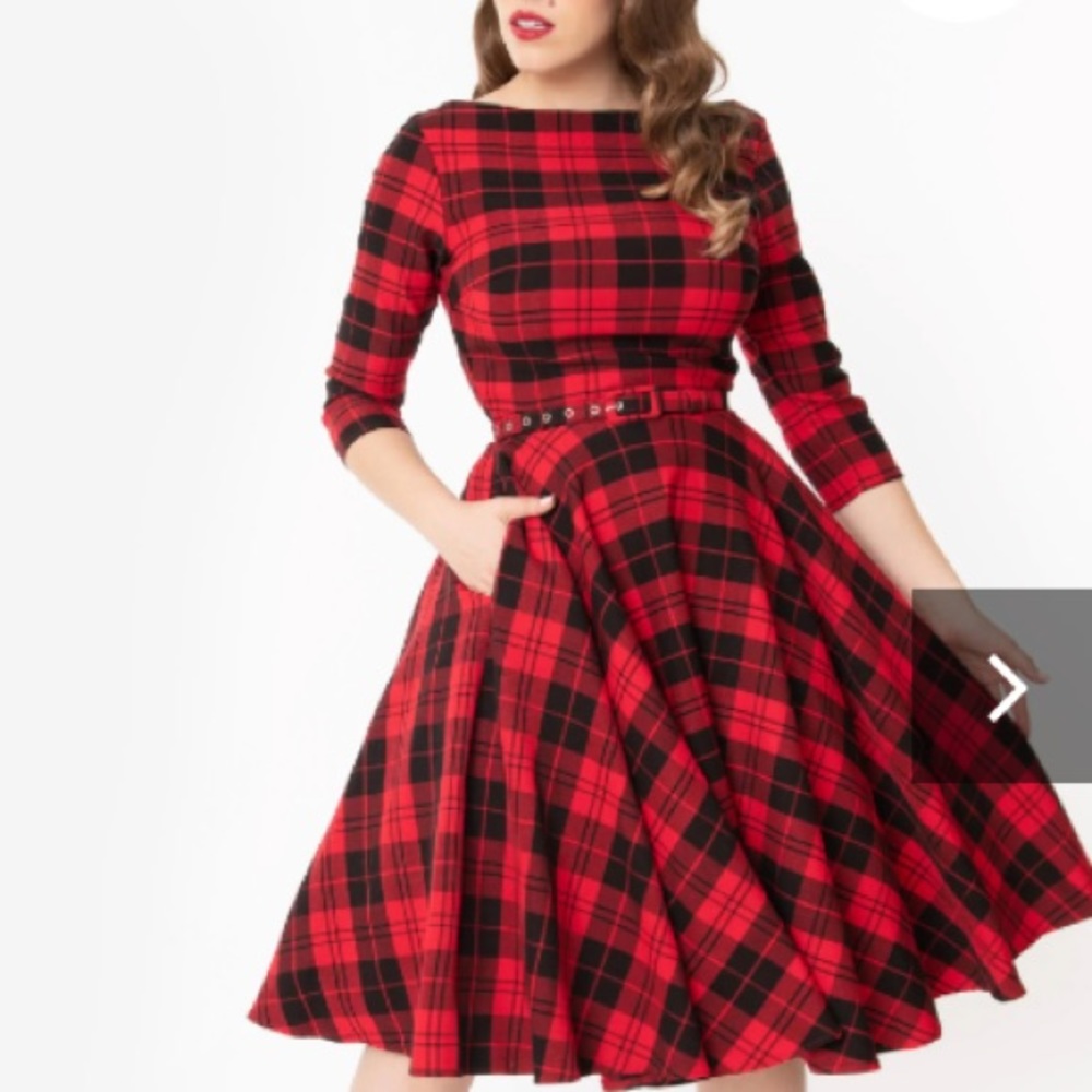 Unique vintage red plaid dress ✨with pockets✨